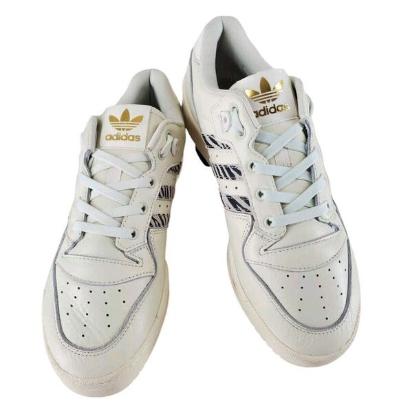 Adidas Rivalry Low Animal Print Stripes Shoes Women 10.5 Ivory White FY9203 READ - Picture 2 of 16